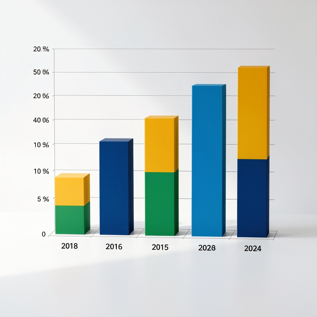 Gráfico de barras mostrando el impacto de la inflación argentina en los estados financieros de una empresa mediana entre 2018 y 2024